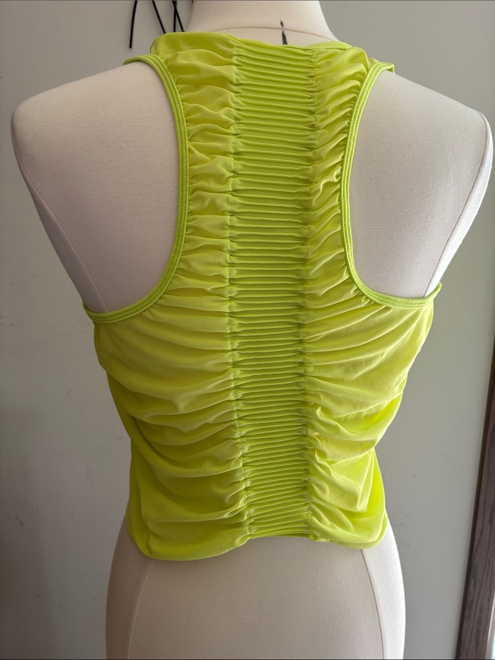 Ruched Racerback Tank Top - Neon Lime